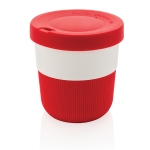 Mug take away éco avec logo, poignée et couvercle 280ml Barista couleur rouge