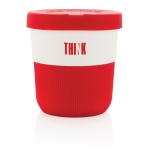 Mug take away éco avec logo, poignée et couvercle 280ml Barista couleur rouge vue avec logo