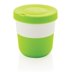 Mug take away éco avec logo, poignée et couvercle 280ml Barista couleur vert