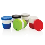 Mug take away éco avec logo, poignée et couvercle 280ml Barista couleur vert vue générale