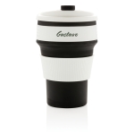 Mugs take away pliables en silicone de 350ml Takeaway Folding couleur noir vue avec logo
