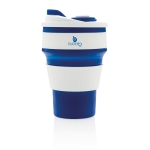 Mugs take away pliables en silicone de 350ml Takeaway Folding couleur bleu vue avec logo