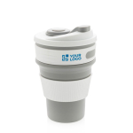Mugs take away pliables en silicone de 350ml Takeaway Folding couleur gris avec zone d'impression