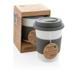 Mug à emporter biodégradable lavable au lave-vaisselle 350 ml Latte couleur gris vue avec boîte