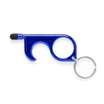 Porte-clés anti-contact coloré avec stylo et stylet Metallic couleur bleu première vue