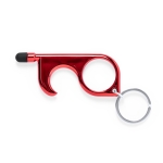 Porte-clés anti-contact coloré avec stylo et stylet Metallic couleur rouge première vue