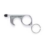 Porte-clés anti-contact coloré avec stylo et stylet Metallic couleur argenté première vue