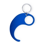 Porte-clés anti-contact arrondi en aluminium promotionnel Curvy couleur bleu première vue