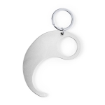 Porte-clés anti-contact arrondi en aluminium promotionnel Curvy couleur argenté première vue