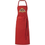 Tablier de cuisine personnalisé long de couleurs 240 g/m2 Masterchef couleur rouge vue impression sérigraphique