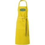 Tablier de cuisine personnalisé long de couleurs 240 g/m2 Masterchef couleur jaune deuxième vue impression sérigraphique