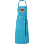 Tablier de cuisine personnalisé long de couleurs 240 g/m2 Masterchef couleur turquoise vue impression sérigraphique