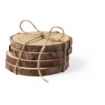 4 sous-verres en bois de pin naturel en forme de tronc Wood couleur naturel première vue