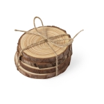 4 sous-verres en bois de pin naturel en forme de tronc Wood couleur naturel deuxième vue