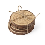 4 sous-verres en bois de pin naturel en forme de tronc Wood couleur naturel quatrième vue