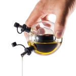 Sphère pour huile et vinaigre avec base noire avec logo Bubble couleur noir troisième vue
