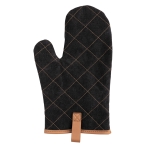 Gant de cuisine pour four matelassé personnalisé avec frange marron couleur noir