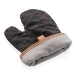 Gant de cuisine pour four matelassé personnalisé avec frange marron couleur noir deuxième vue