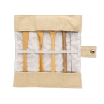 Couverts écologiques personnalisés en bambou avec sac Set Natura couleur beige deuxième vue