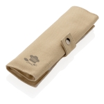 Couverts écologiques personnalisés en bambou avec sac Set Natura couleur beige vue avec logo