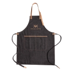 Tablier imprimé de haute qualité avec détails marrons Tavern couleur noir vue avec logo