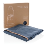 Tablier imprimé de haute qualité avec détails marrons Tavern couleur bleu vue avec boîte