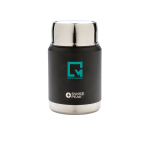 Thermos en acier inoxydable pour aliments avec cuillère Liquid To Go couleur noir vue avec logo