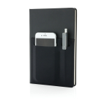 Carnet personnalisé avec des poches A5 pages lignées Smart Pocket couleur noir quatrième vue