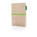 Carnet personnalisé écologique A5 pages rayées Jute Bambou couleur vert lime