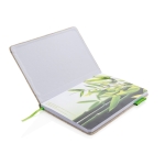 Carnet personnalisé écologique A5 pages rayées Jute Bambou couleur vert lime troisième vue