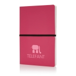Carnets avec couverture souple coloré A5 pages lignées Flexi Colors couleur rose vue avec logo
