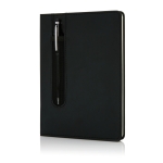 Cahier en PU avec stylo tactile A5 avec des pages à rayures Storing couleur noir