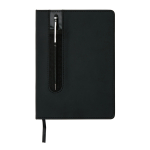 Cahier en PU avec stylo tactile A5 avec des pages à rayures couleur noir troisième vue