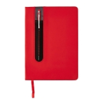 Cahier en PU avec stylo tactile A5 avec des pages à rayures Storing couleur rouge troisième vue