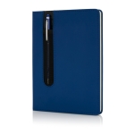 Cahier en PU avec stylo tactile A5 avec des pages à rayures Storing couleur bleu roi