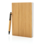 Carnet durable en bambou avec stylo A5 pages lignées EcoBamboo couleur marron