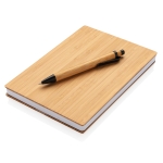 Carnet durable en bambou avec stylo A5 pages lignées EcoBamboo couleur marron deuxième vue