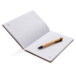 Carnet durable en bambou avec stylo A5 pages lignées EcoBamboo couleur marron troisième vue