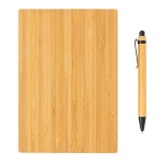 Carnet durable en bambou avec stylo A5 pages lignées EcoBamboo couleur marron quatrième vue