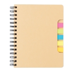 Carnet personnalisé avec marqueurs et post-it Espiral couleur marron cinquième vue