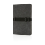 Carnets avec logo et sangle horizontale A5 pages lignées Holder couleur gris foncé