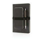 Carnets avec logo et sangle horizontale A5 pages lignées Holder couleur gris foncé deuxième vue