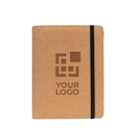 Chemise àcouverture en liège, carnet, stylo et pochette A5 Cork Style couleur ivoire avec zone d'impression