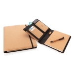 Dossier avec couverture en liège, stylo et porte-cartes Cork Style A4 couleur ivoire vue générale