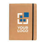 Dossier avec couverture en liège, stylo et porte-cartes Cork Style A4 couleur ivoire avec zone d'impression