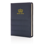 Conférencier durables personnalisés A5 RPET Water Impact couleur bleu marine vue avec logo