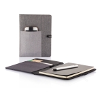 Conférencier personnalisé de couleur grise avec carnet A5 NoteBook couleur noir vue générale