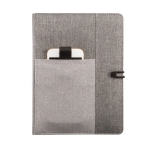 Conférencier personnalisé de couleur grise avec carnet A5 NoteBook couleur gris troisième vue