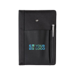 Ensemble de carnet avec divers compartiments et stylo Refillable couleur noir avec zone d'impression