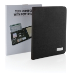 Conférencier complet de qualité avec powerbank Tech Office couleur noir vue avec boîte